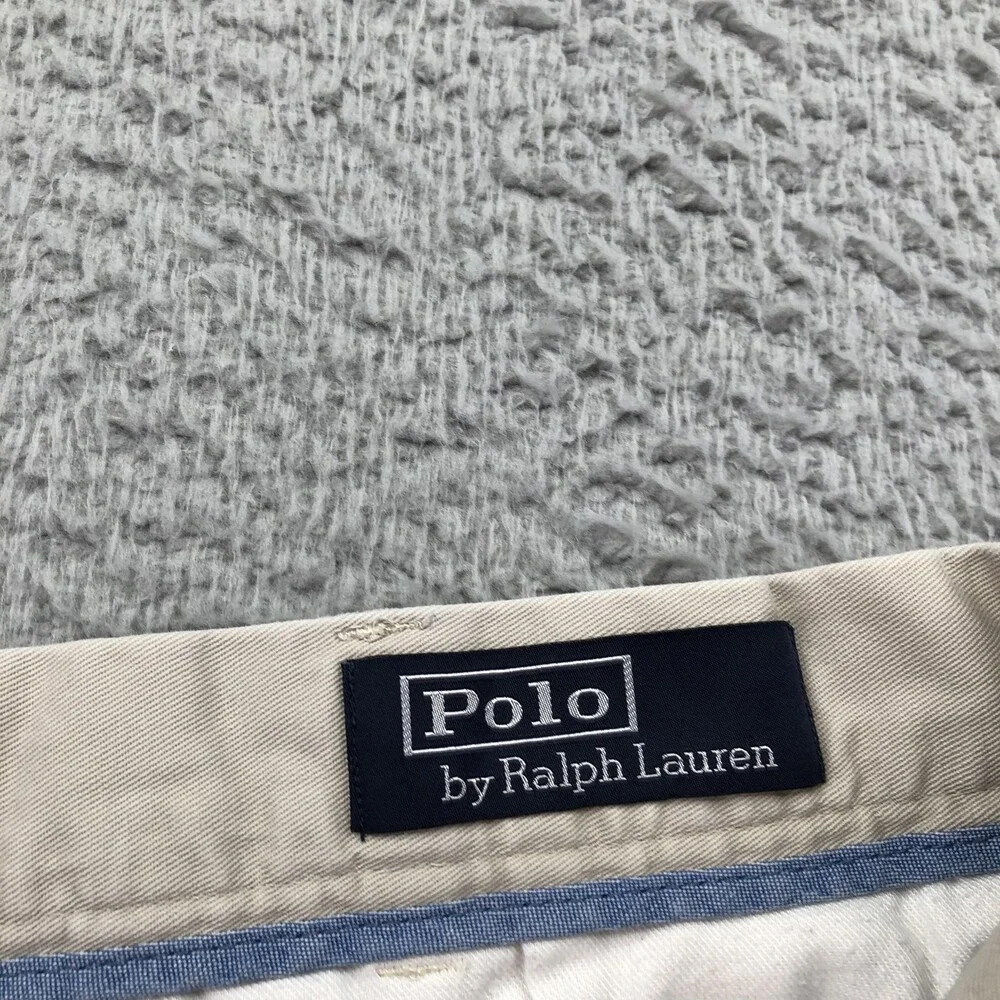 Polo Ralph Lauren Shorts Mens 34 Beige Chino Pleated 9 Inseam Classic Fit Summer